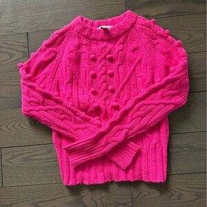 Autumn Cashmere Hot Pink Cable-Knit Pom Sweater